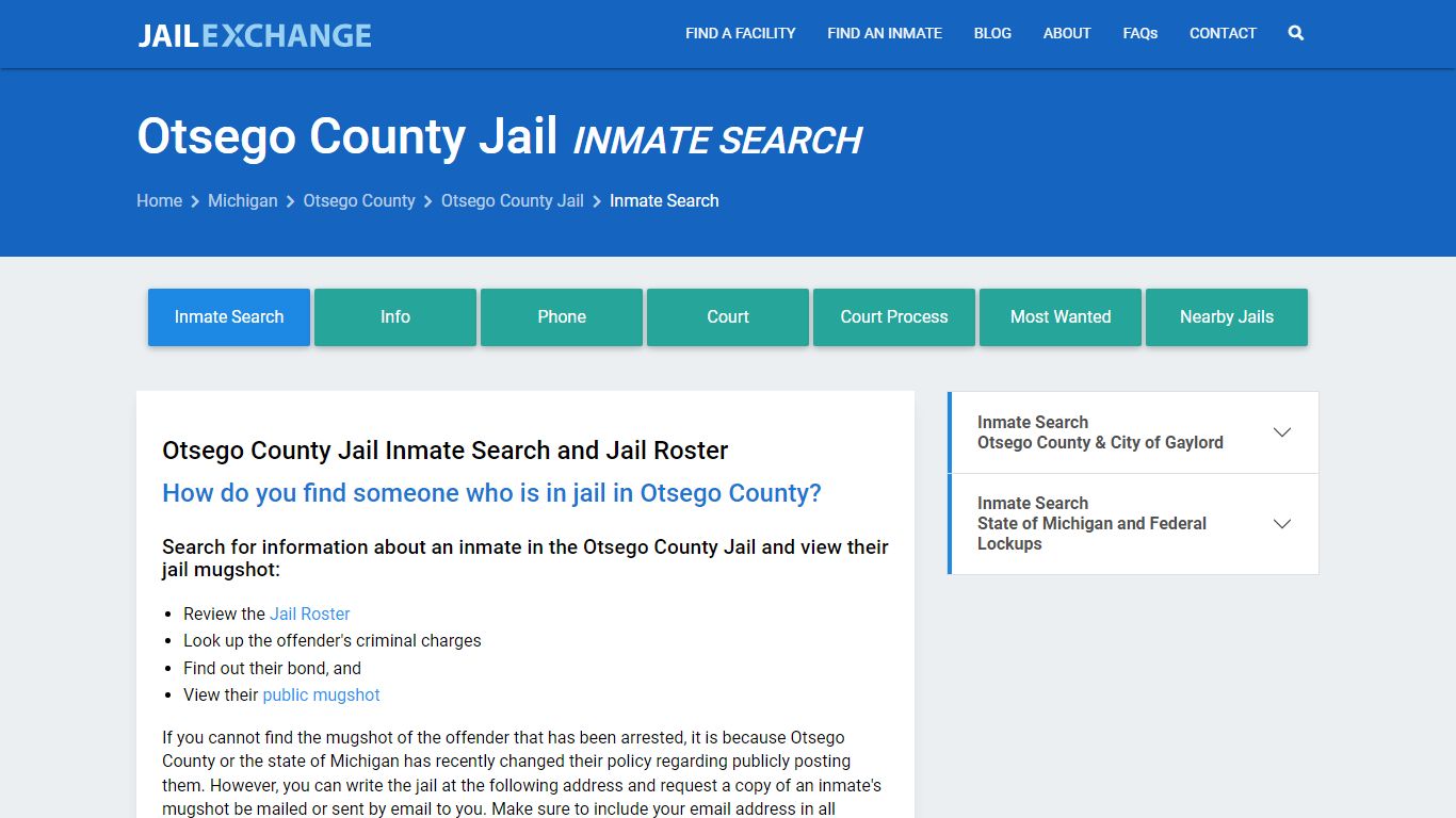 Otsego County Jail Inmate Search - Jail Exchange