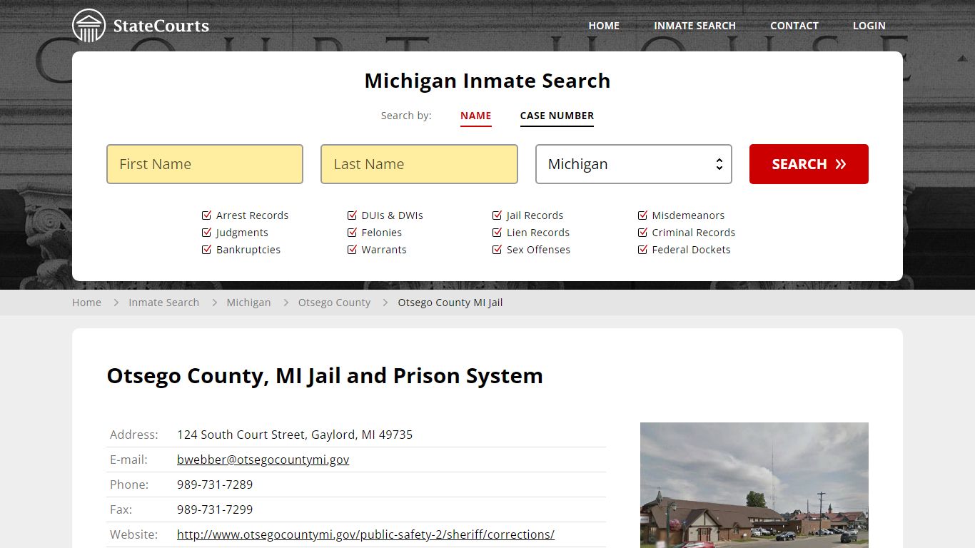 Otsego County, MI Jail and Prison System - State Courts